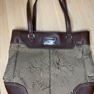 American Living Tote Brown and Tan Shoulder Bag